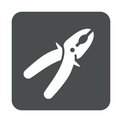 Fototapeta premium Logo pliers. Silueta de herramienta alicates en cuadrado color gris