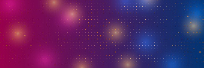Blue purple abstract shiny banner with small golden dots. Sparkling vector background