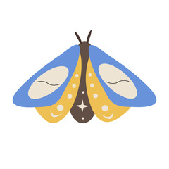 Collection of vector magic fairy tale elements, icons and illustrations. Magic moth.