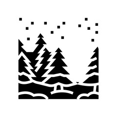 landscape winter glyph icon vector. landscape winter sign. isolated symbol illustration