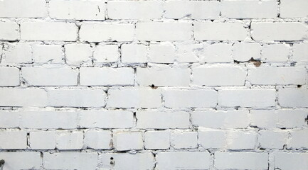 Grunge Shabby Uneven Painted Plaster Wallpaper. .White Grunge Brickwall Banner.