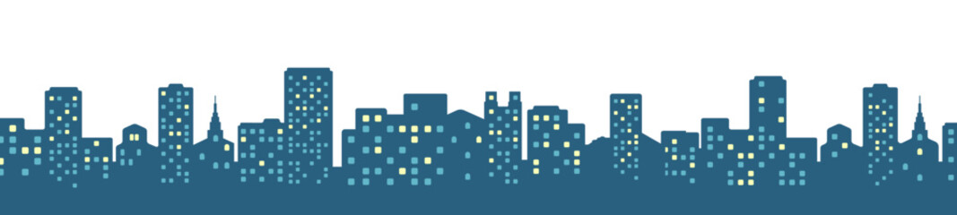 Night panoramic cityscape vector illustration