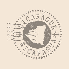 Stamp Postal of  Nicaragua. Map Silhouette rubber Seal.  Design Retro Travel. Seal of Map Nicaragua grunge  for your design.  EPS10