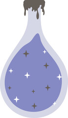 Collection of vector magic fairy tale elements, icons and illustrations. Bottle with potion.