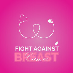 Breast cancer awareness month poster vector illustration