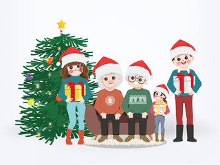 Merry christmas and Happy new year party with big family.