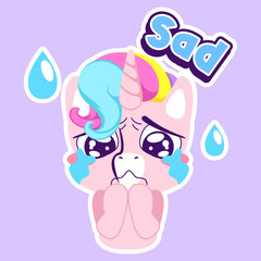 cute unicorn doodle sticker, unicorn illustration