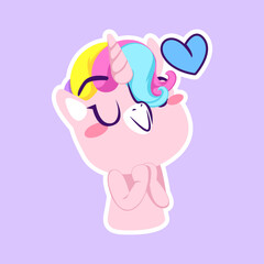 cute unicorn doodle sticker, unicorn illustration