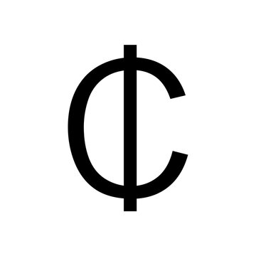 Ghanaian cedi currency sign isolated on white background. Vector