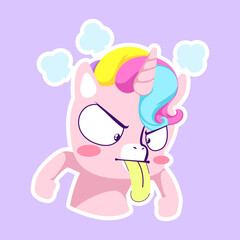 cute unicorn doodle sticker, unicorn illustration