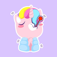 cute unicorn doodle sticker, unicorn illustration