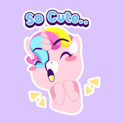 cute unicorn doodle sticker, unicorn illustration
