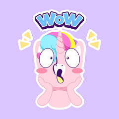 cute unicorn doodle sticker, unicorn illustration