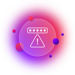 Warning sign line icon. Dangerous, protection, security, lock, pattern, defense, personal data, private material, encryption. Shield concept. Glassmorphism style. Vector line icon for Business
