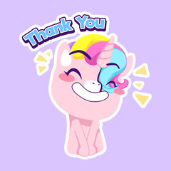 cute unicorn doodle sticker, unicorn illustration