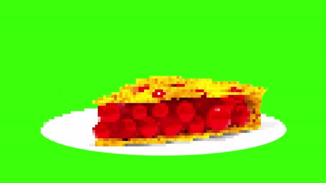 ANIMATED CHERRY PIE SLICE 4K PIXEL STYLE made with After Effects and Blender.