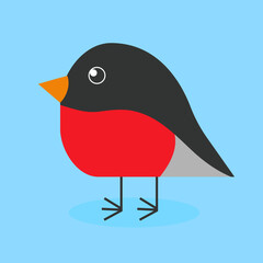 Bullfinch, illustration, vector, cartoon, side view
