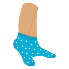 Colored socks on feet, color vector isolated cartoon-style illustration