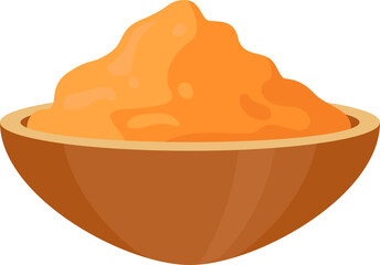 Saucer with turmeric Herb Spice. Vector illustration