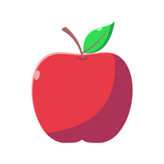 Red Apple with leaf. Fruit cartoon vector icon illustration food nature icon concept isolated