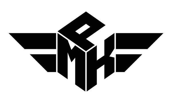 PMK three letter gaming logo in polygon cube shape logo design vector template. wordmark logo | emblem logo | monogram logo | initial letter logo | sports logo | minimalist logo | typography logo |