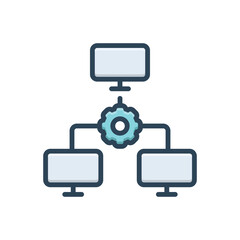 Color illustration icon for lan cable