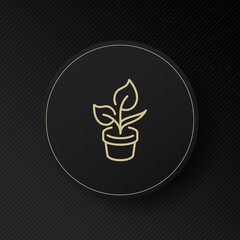 Plant in a pot line icon. Produce oxygen, leaf, gardening, garden, ecology, vegetable, flower, chlorophyll, green, eco, vegetarian, grow, leaves. Nature concept. Vector line icon for Advertising