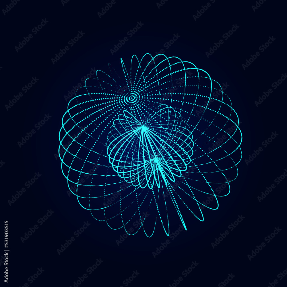 Poster vector futuristic sphere of particles and lines. network connection big data. abstract technology ba