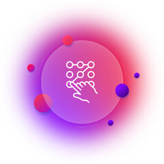 Graphic key line icon. Unlock, block, safety, user, lock the data, personal information protection, hand, security system. Privacy concept. Glassmorphism. Vector line icon for Business and Advertising