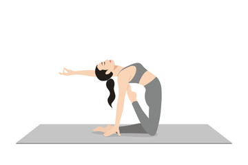 Half Camel Pose Variation Raised Toe, Ardha Ustrasana Variation Raised Toe