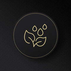 Plant with water drops line icon. Green, leaf, growth, leaves, oxygen, garden, ecology, gardening, temperature, grow, raindrop, rain. Nature concept. Vector line icon for Business and Advertising