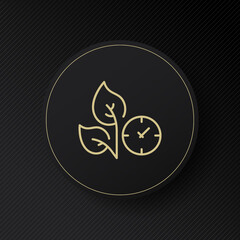 Plant with clock line icon. Garden, gardening, sprouting time, sowing crop, leaf, leaves, green, ecology, vegetarian, horticulture. Nature concept. Vector line icon for Business and Advertising