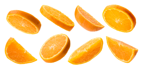 orange sliced variety on transparent background, PNG image.