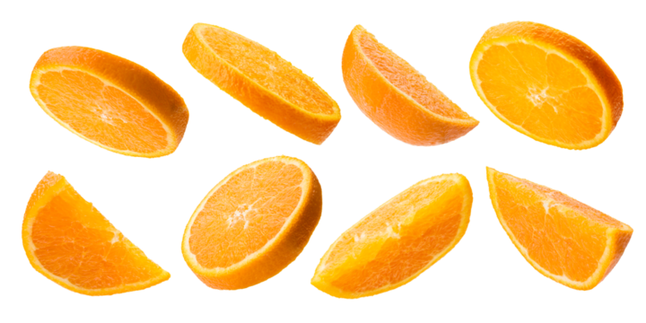 orange sliced variety on transparent background, PNG image.