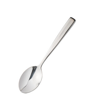 Steel teaspoon on transparent background, PNG image