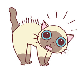 Cute scared cat minimal vector illustration. Doodle cartoon cats series.