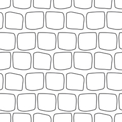 Squares with a black outline on a white background suitable for coloring. Seamless trendy pattern with geometric shapes. 