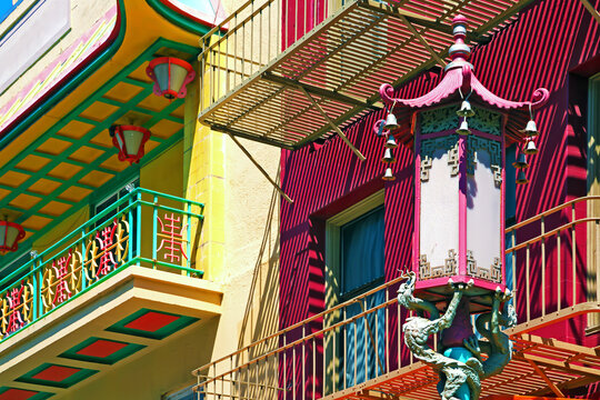 Chinese streetlight and buildings of Chinatown, San Francisco
