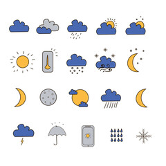 Obraz premium weather icon set. Weather icon pack vector illustration