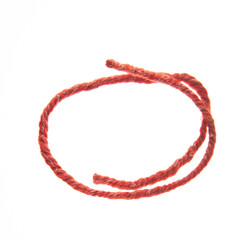 image of red wool thread white background 