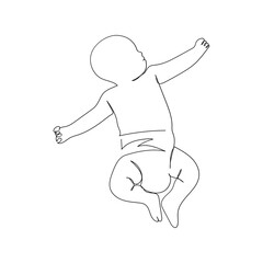 Continuous line drawing of a little baby is lying on the bad. Minimalism art.