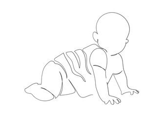 Continuous line drawing of a little baby is lying on the bad. Minimalism art.