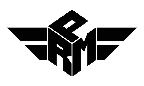 PRM three letter gaming logo in polygon cube shape logo design vector template. wordmark logo | emblem logo | monogram logo | initial letter logo | sports logo | minimalist logo | typography logo |