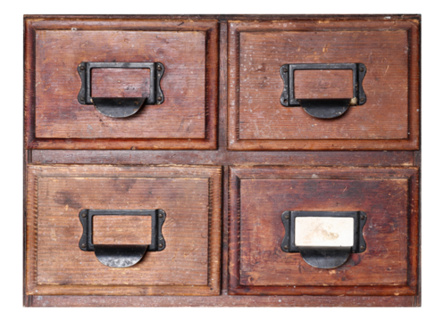 Old wooden drawers isolated on background