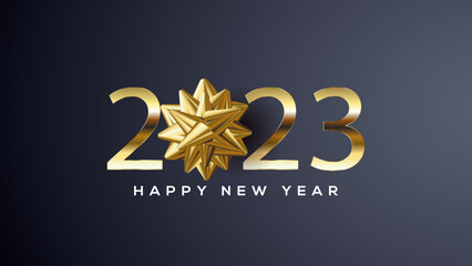 2023 Happy New Year Greeting Card Gold