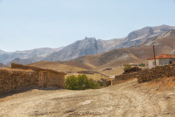 Old houses in a mountain village in Uzbekistan