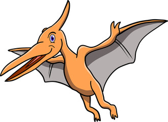 illustration of a cartoon pteranodon dinosaurs in transparent background