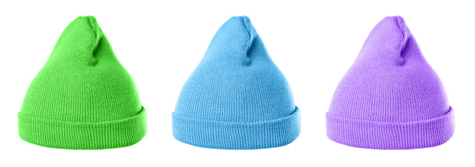 wool hat isolated on white background. knitted hat isolated on white background. Wool beanie...