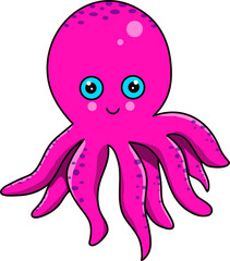 octopus cartoon illustration in transparent background