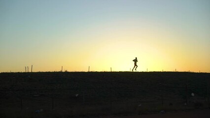 The shape of an Ethiopian runner during his training session, Addis Ababa, Ethiopia
